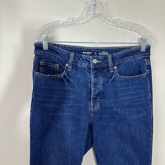 Old Navy sz 10 jeans straight leg with a raw hemline. Med navy - Picture 2 of 13